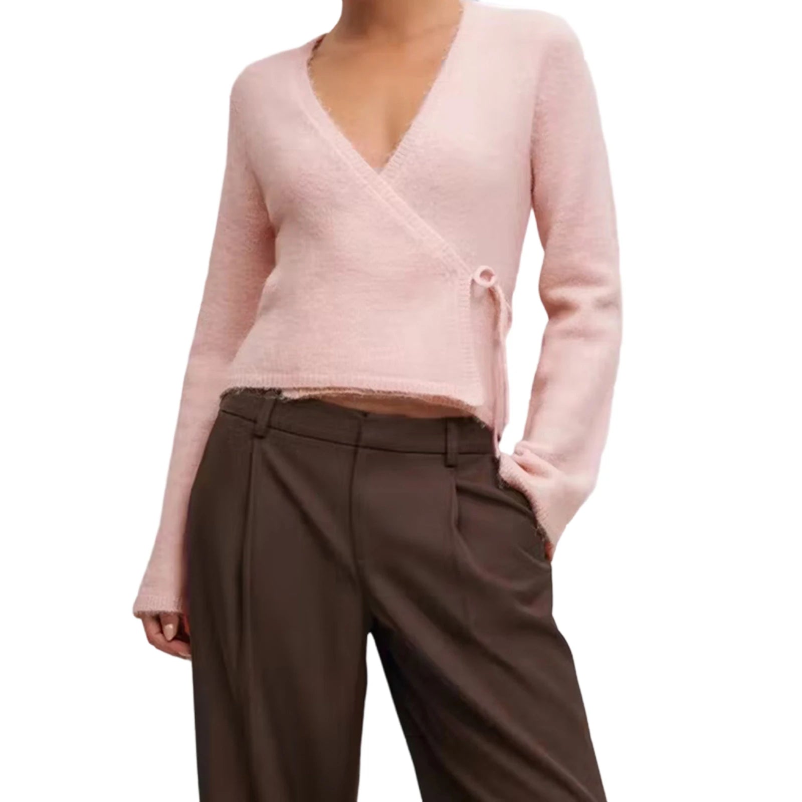 V-Neck Side Tie Cardigan