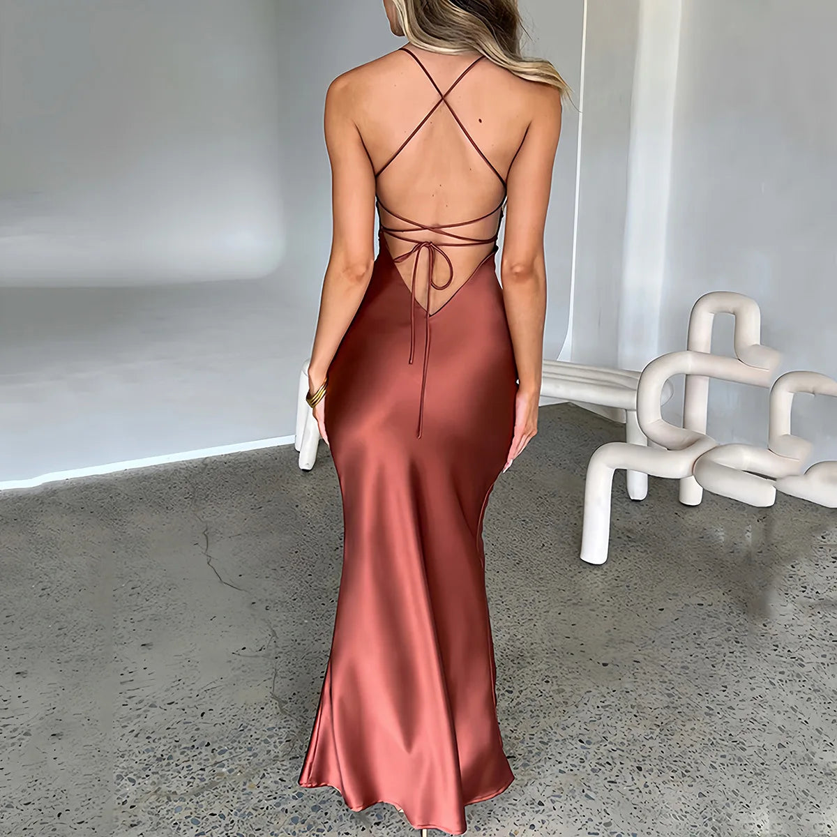 Women’s Backless Satin Dress