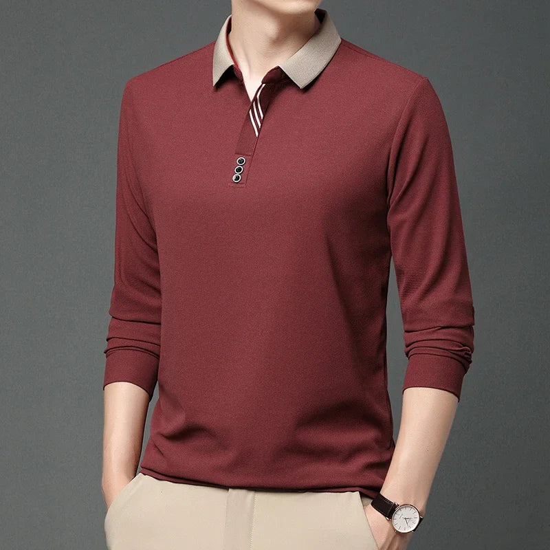 Men's Solid Color Business Casual Polo Shirt