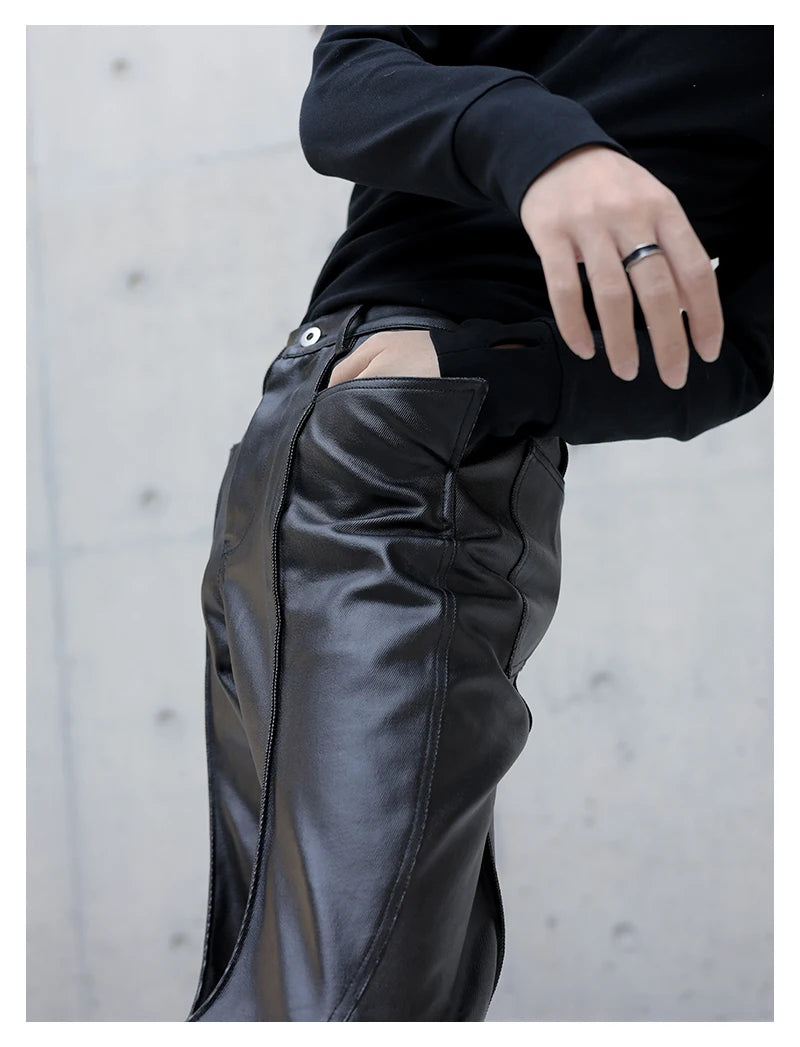 Black Flare Leather Pants