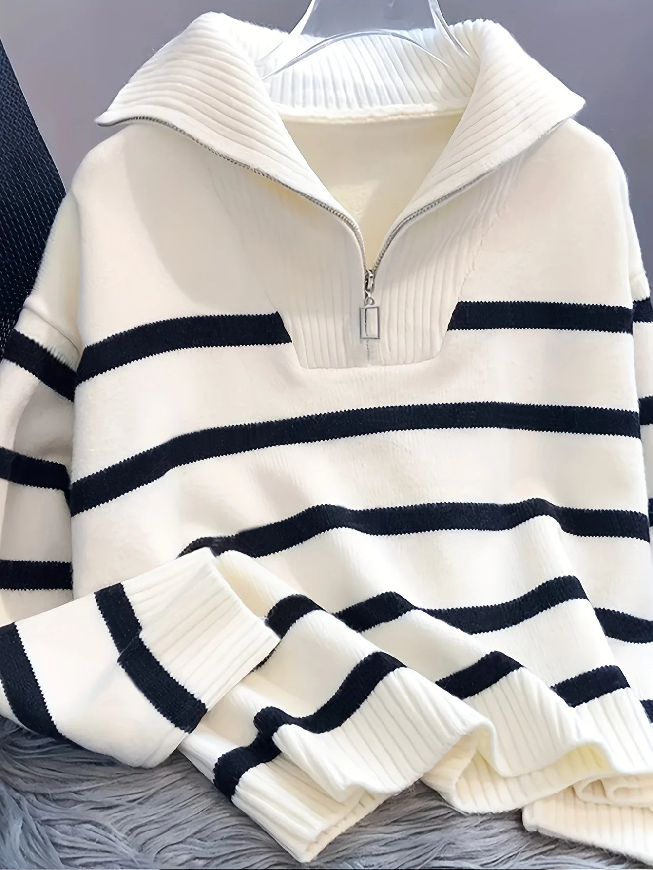 Striped Zip Pullover