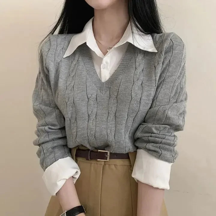Winter V-Neck Sweater Women