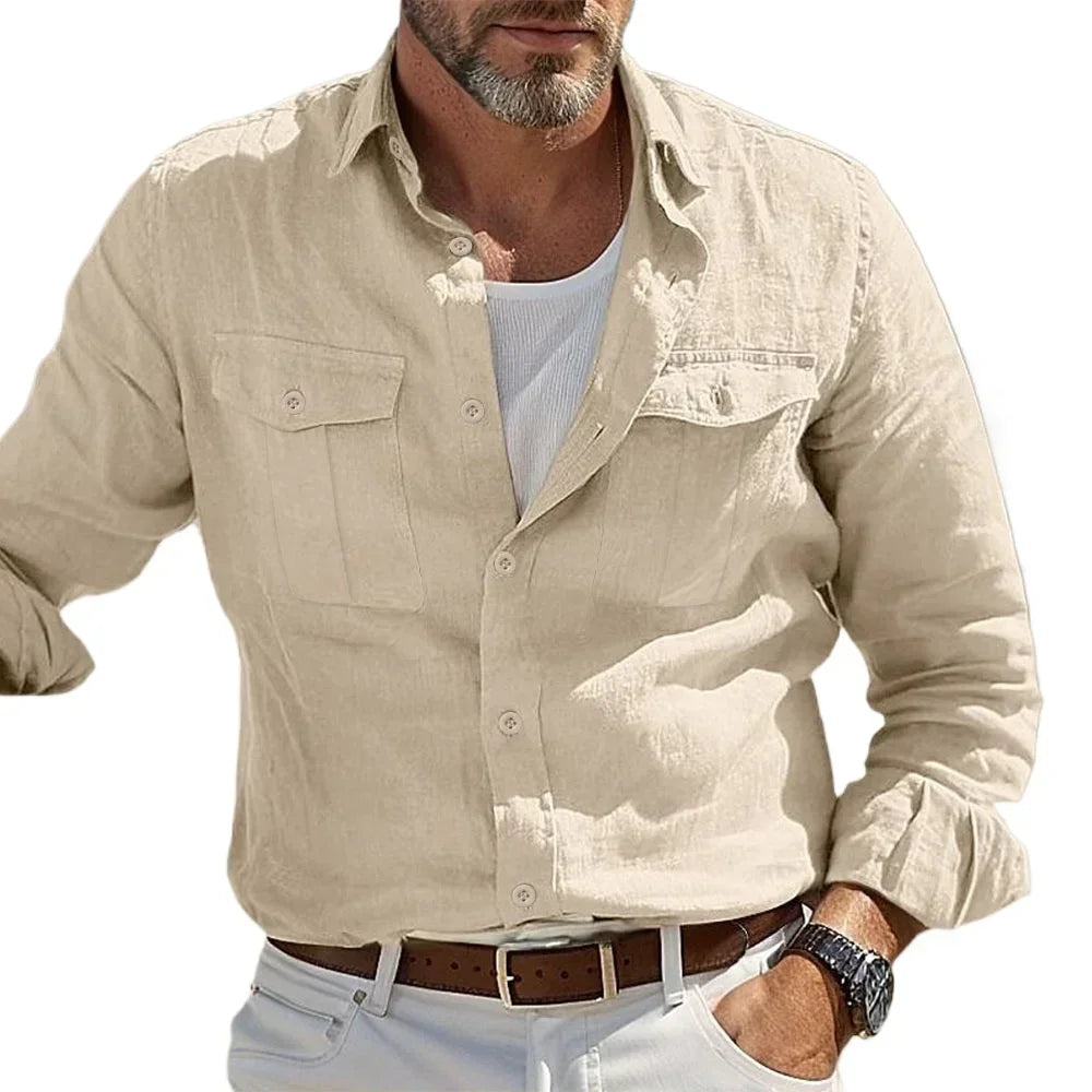 Men's Cotton Linen Hawaiian Shirt