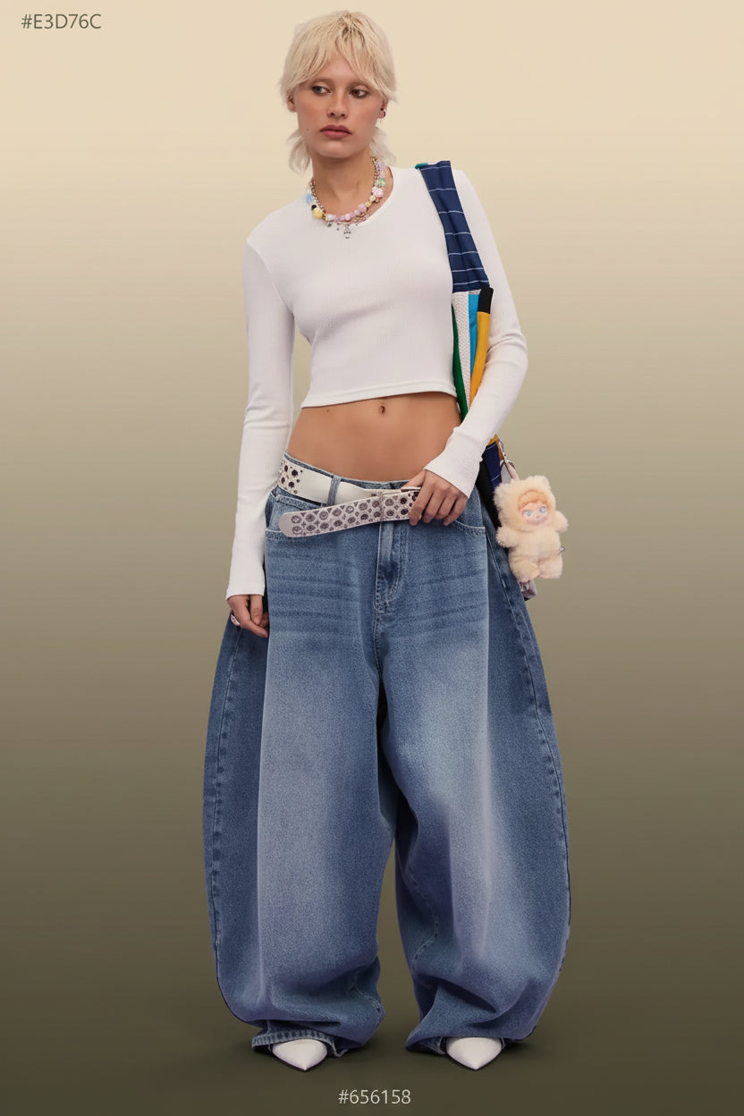 Women Low Rise Baggy Balloon Fit Jeans