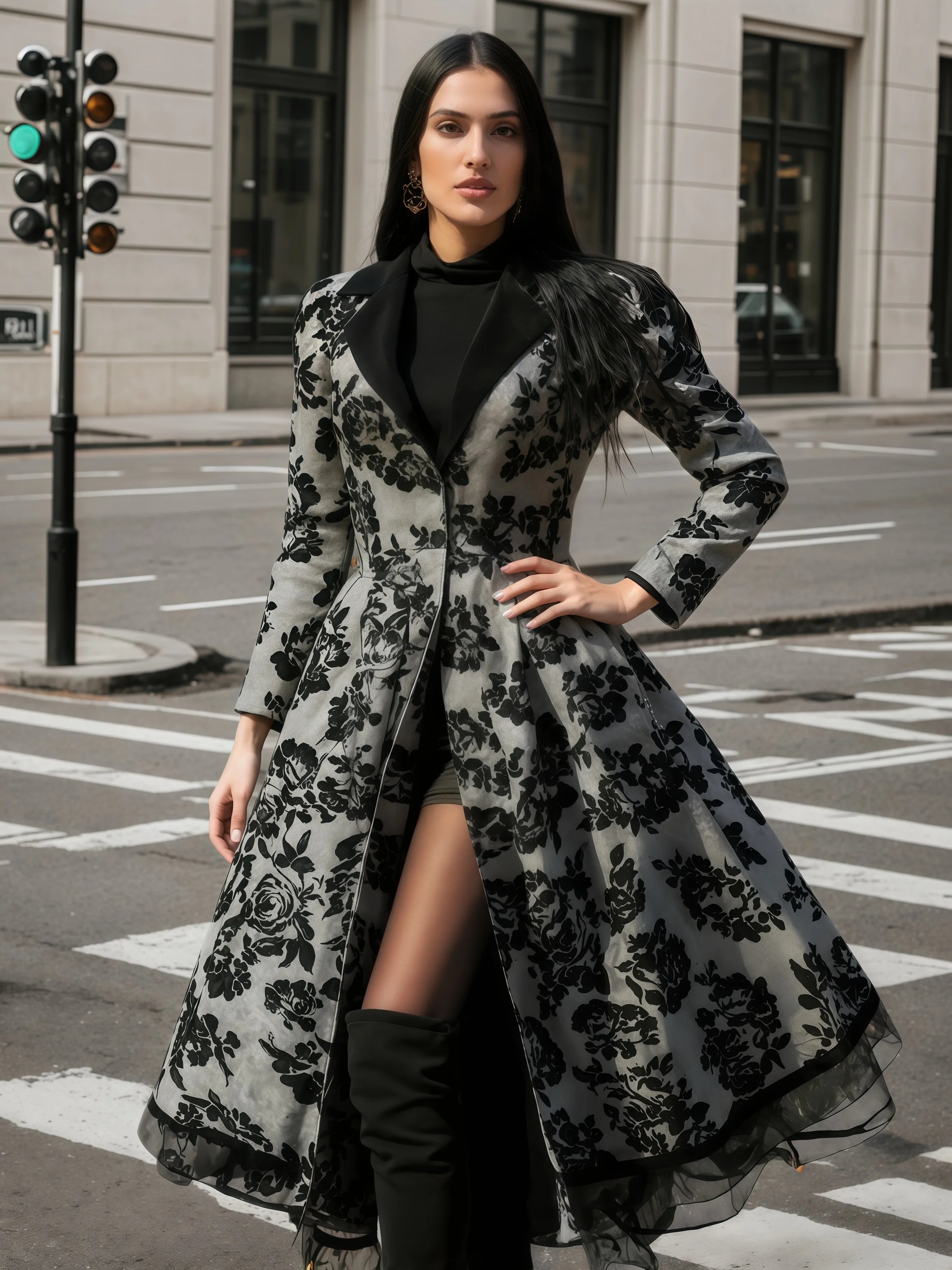 Lace Patchwork Long Windbreaker