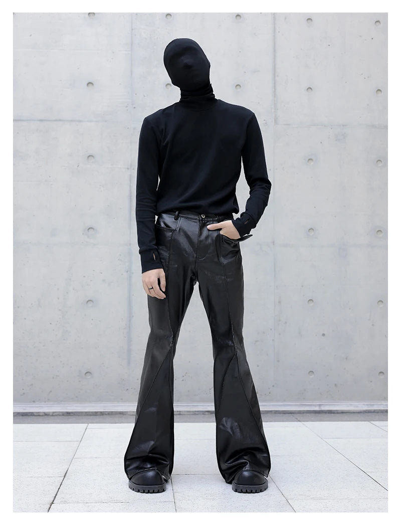 Black Flare Leather Pants
