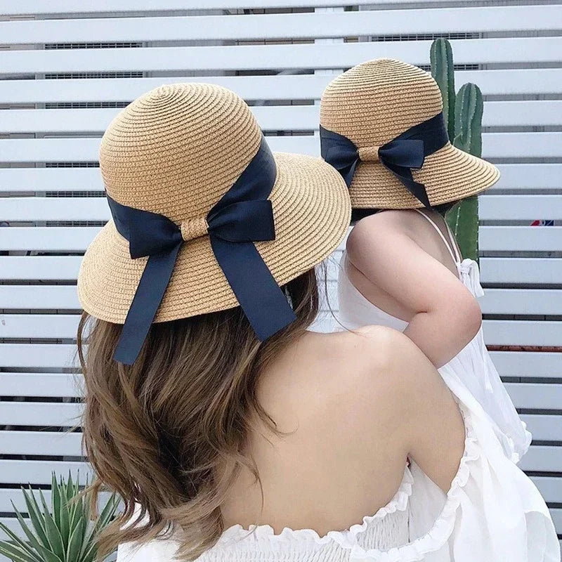 Mother & Kids Straw Sun Hat Set