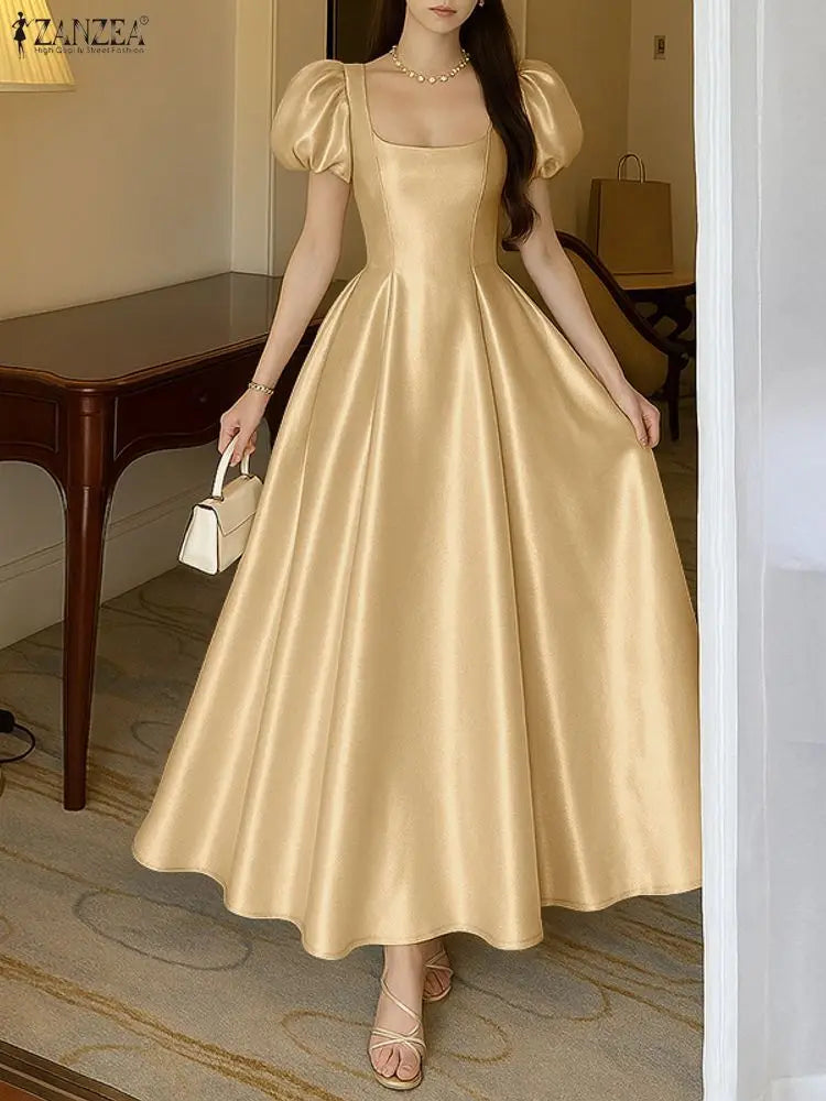 Women’s Satin Square Neck Maxi Dress