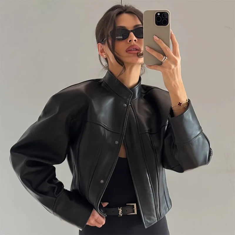 Slim Faux Leather Jacket