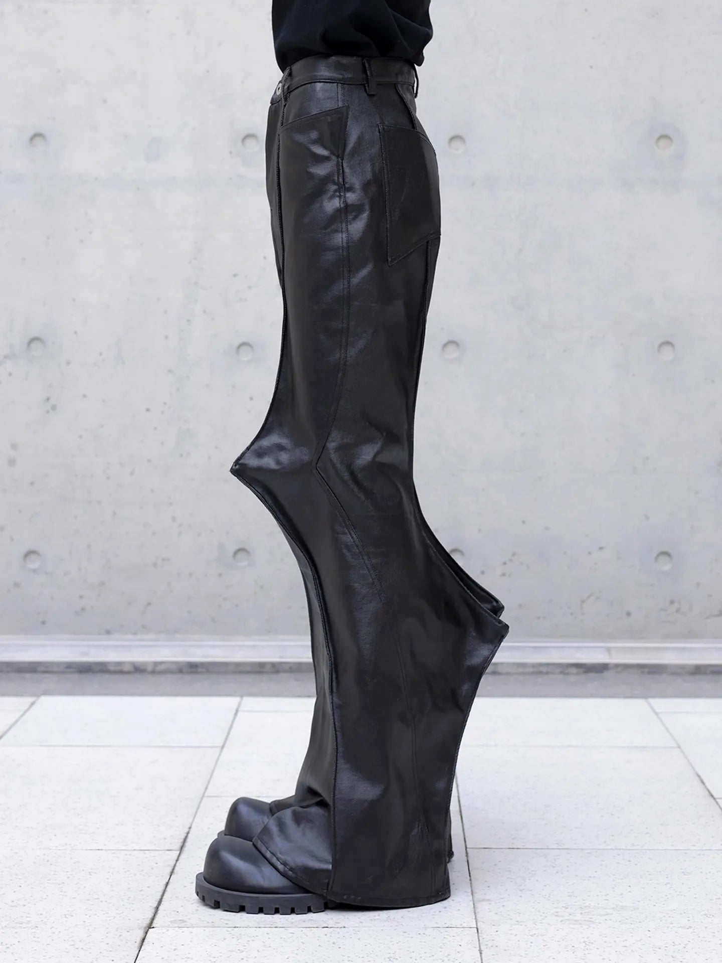 Black Flare Leather Pants