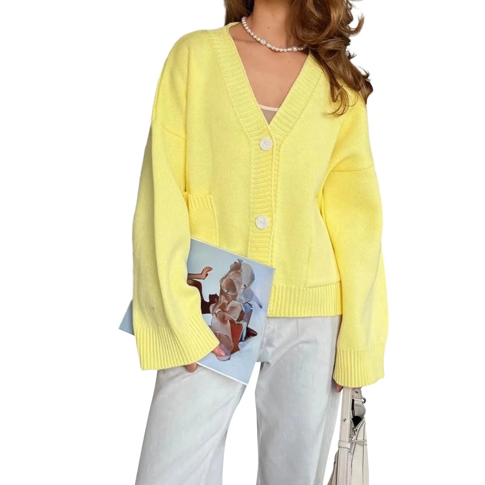 V-Neck Button Down Cardigan