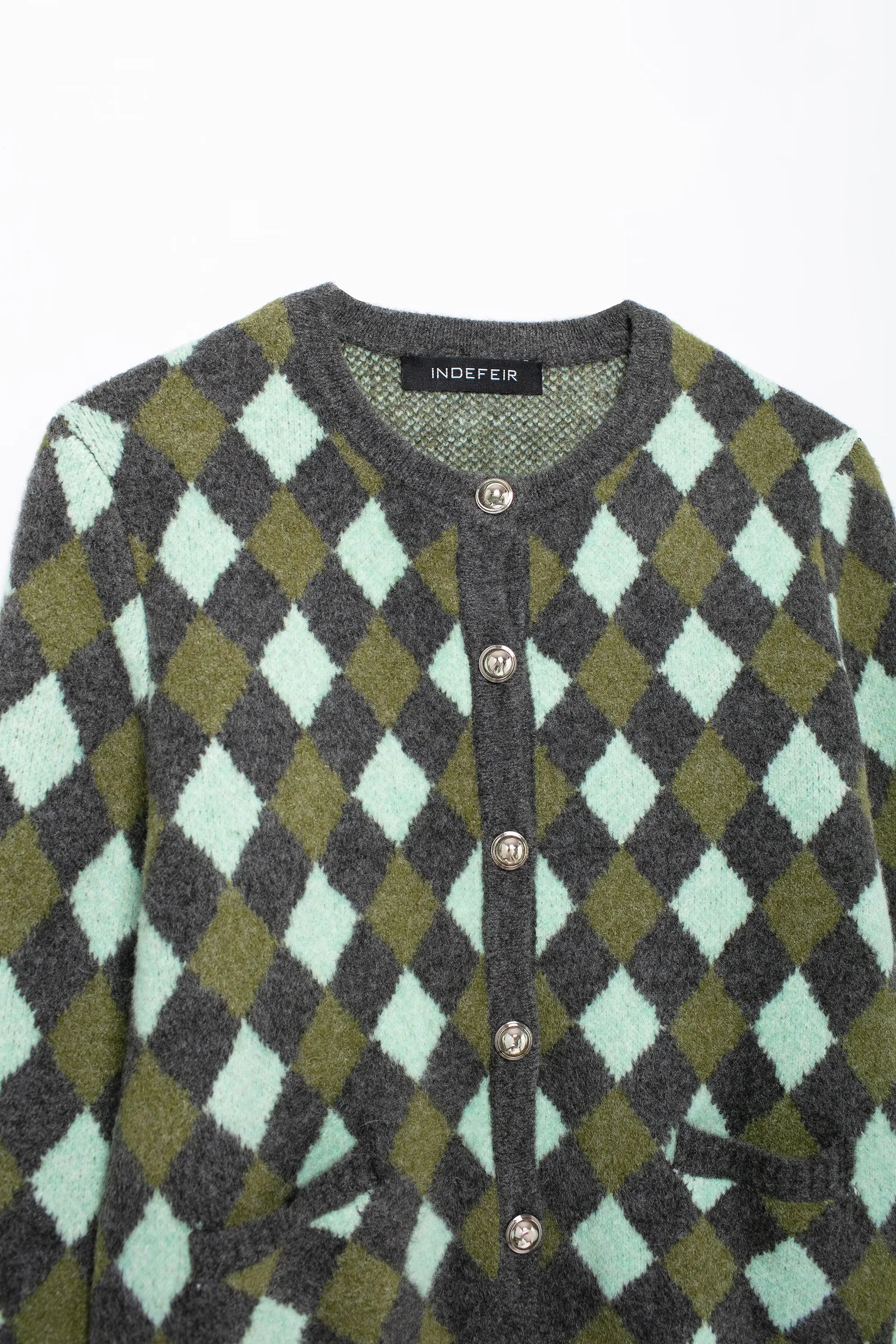 Vintage Argyle Knit Cardigan