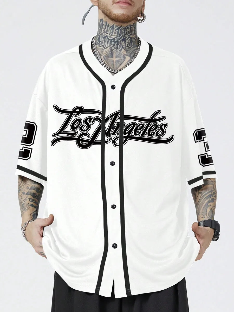 Men's LA Contrast Trim Baseball Shirt