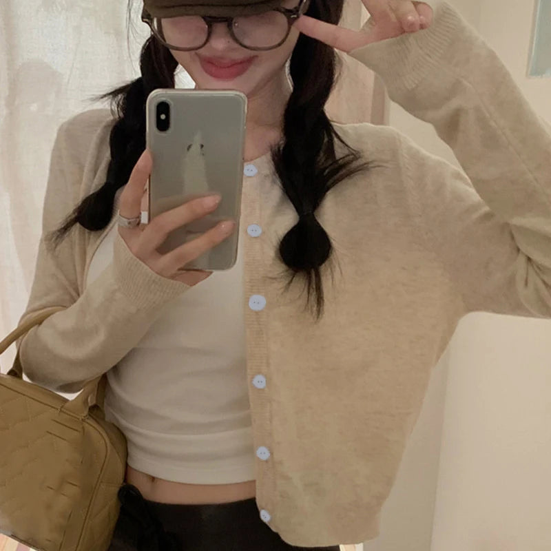 Red Crop Knit Cardigan