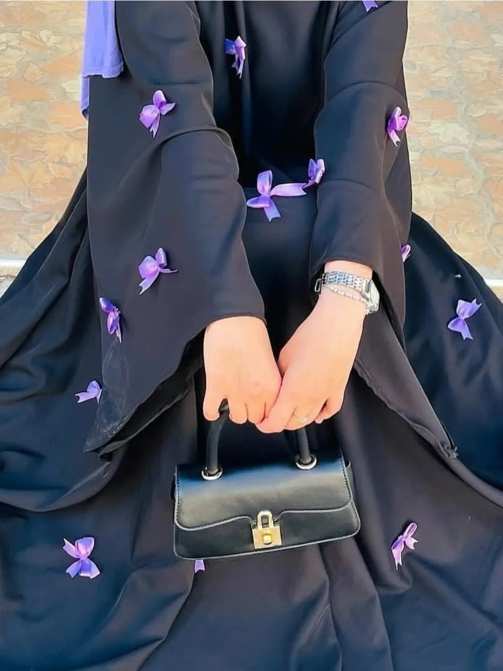 Women Bow Abaya Long Dress Ramadan Kaftan Moroccan Robe