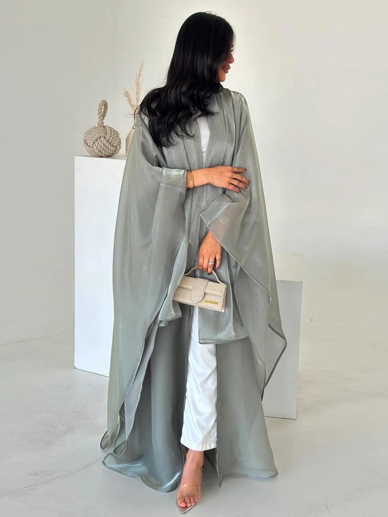 Women Silky Abaya with Scarf