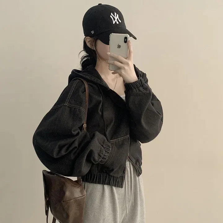 Women’s Korean Style Hooded Denim Jacket