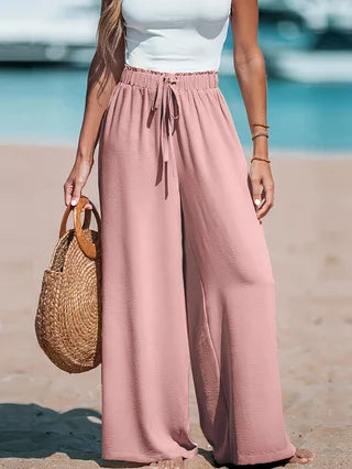 Women Wide Leg Elastic Waist Pants