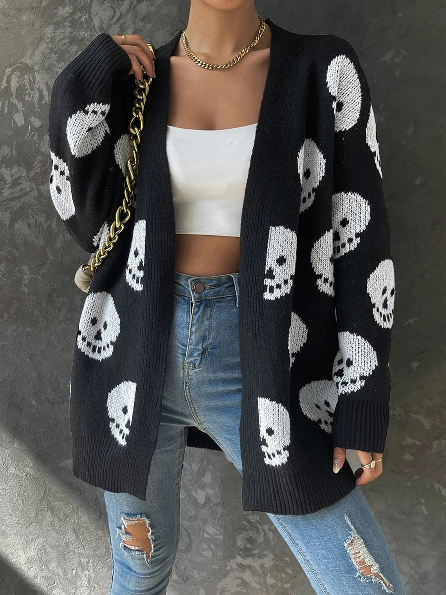 Skull Print Cardigan