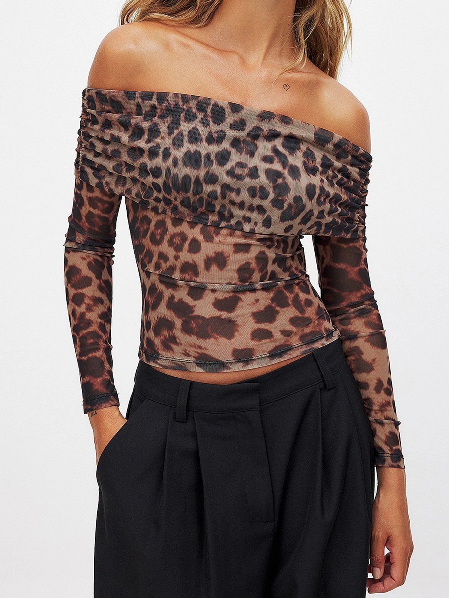 Leopard Off-Shoulder Top