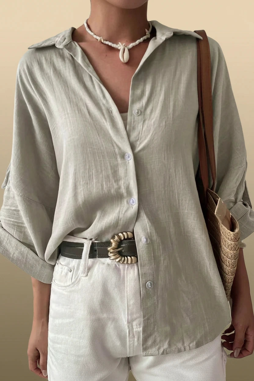 Women's Casual Linen Button-Down Shirt