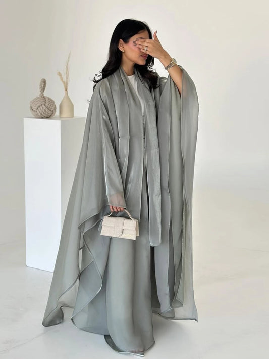 Women Silky Abaya with Scarf