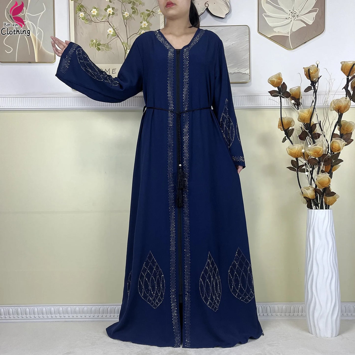 Elegant Women’s Long Sleeve Abaya with Turban