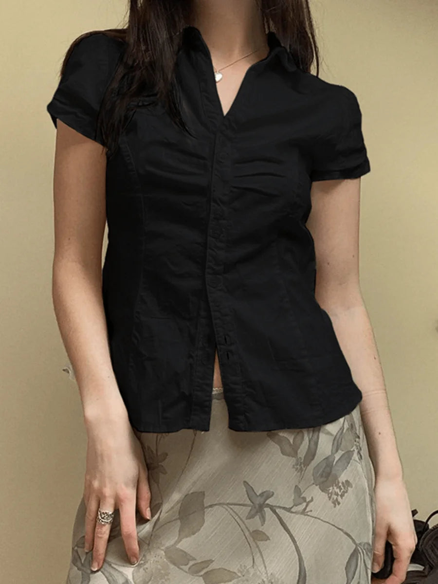 Women's Crop Button Down Shirt
