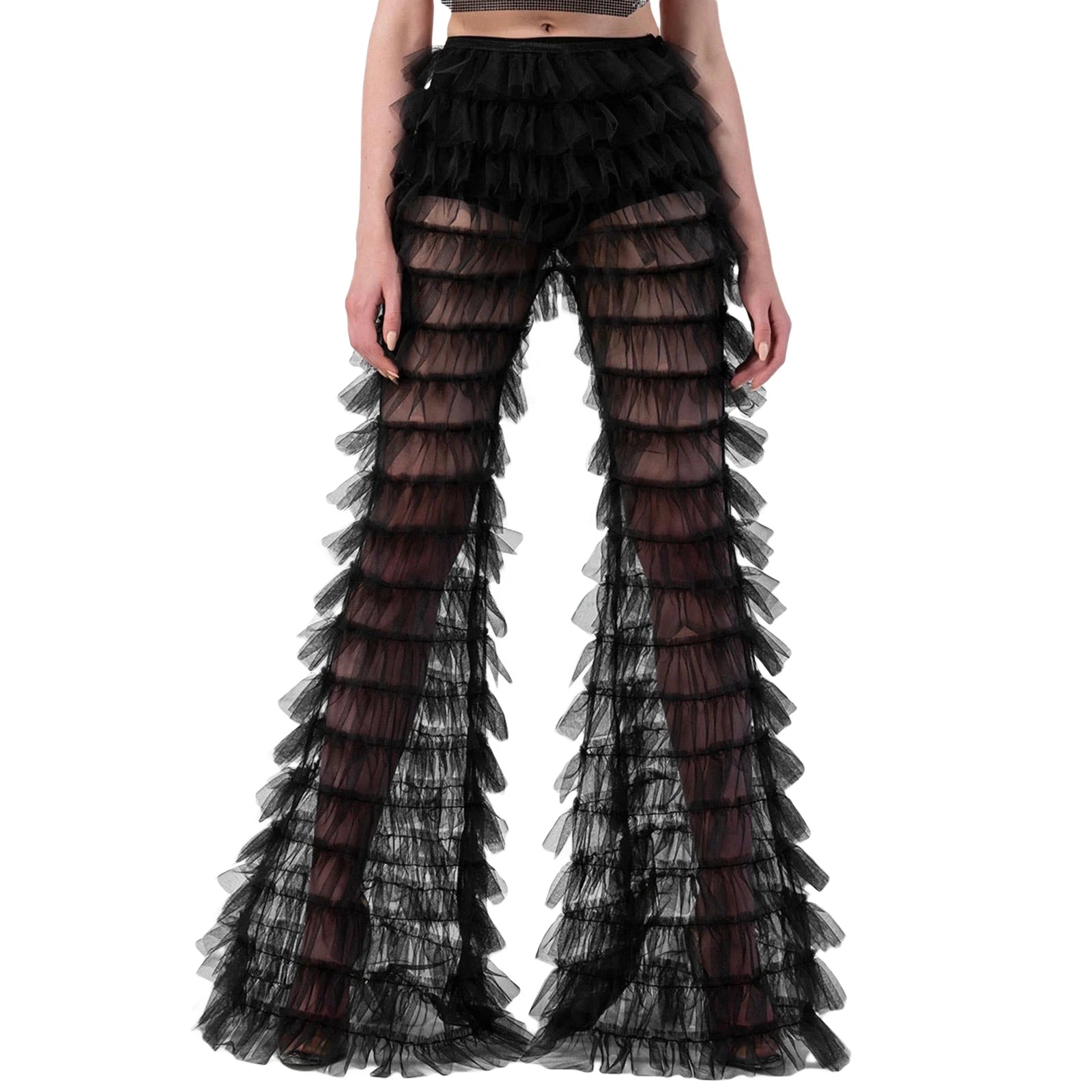 Black Wide Leg Sheer Pants
