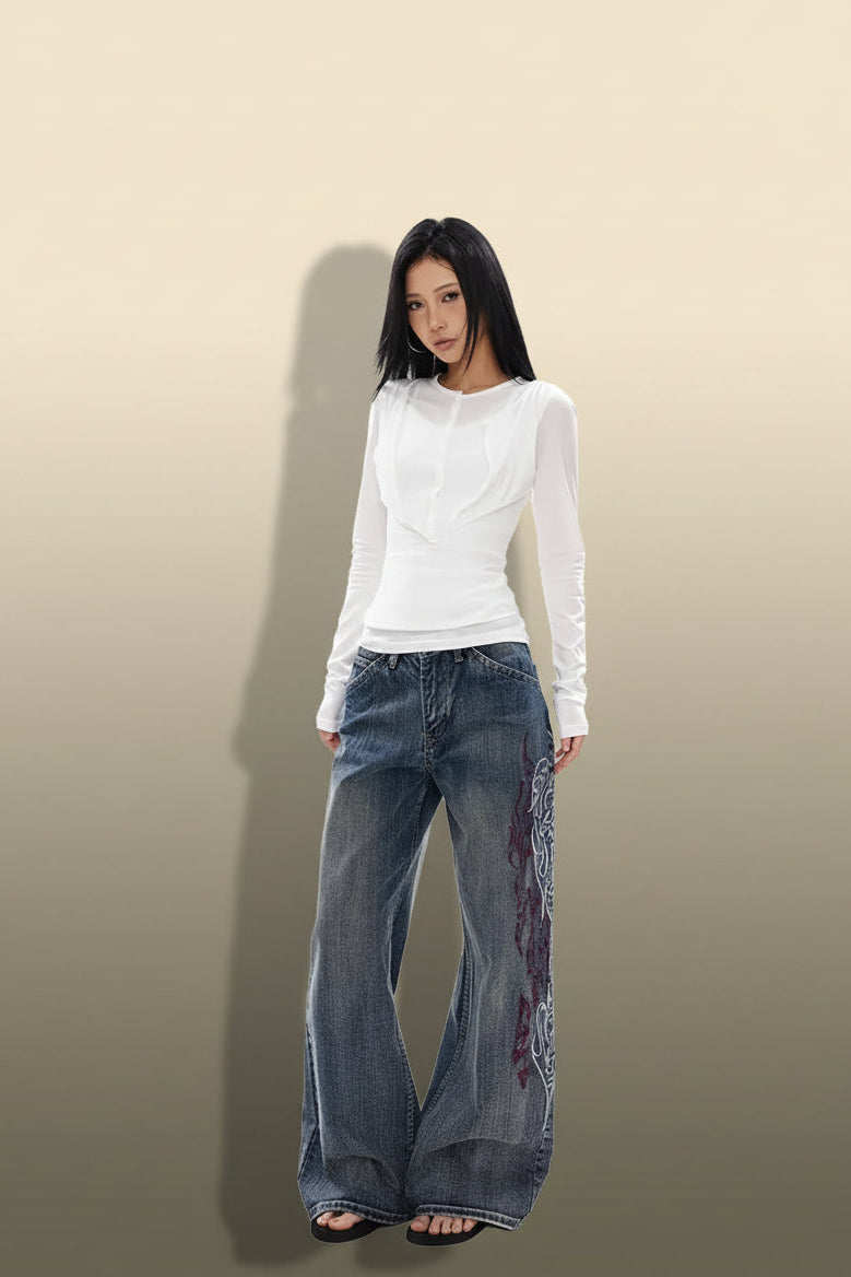 Women's Floral  Y2K Jeans