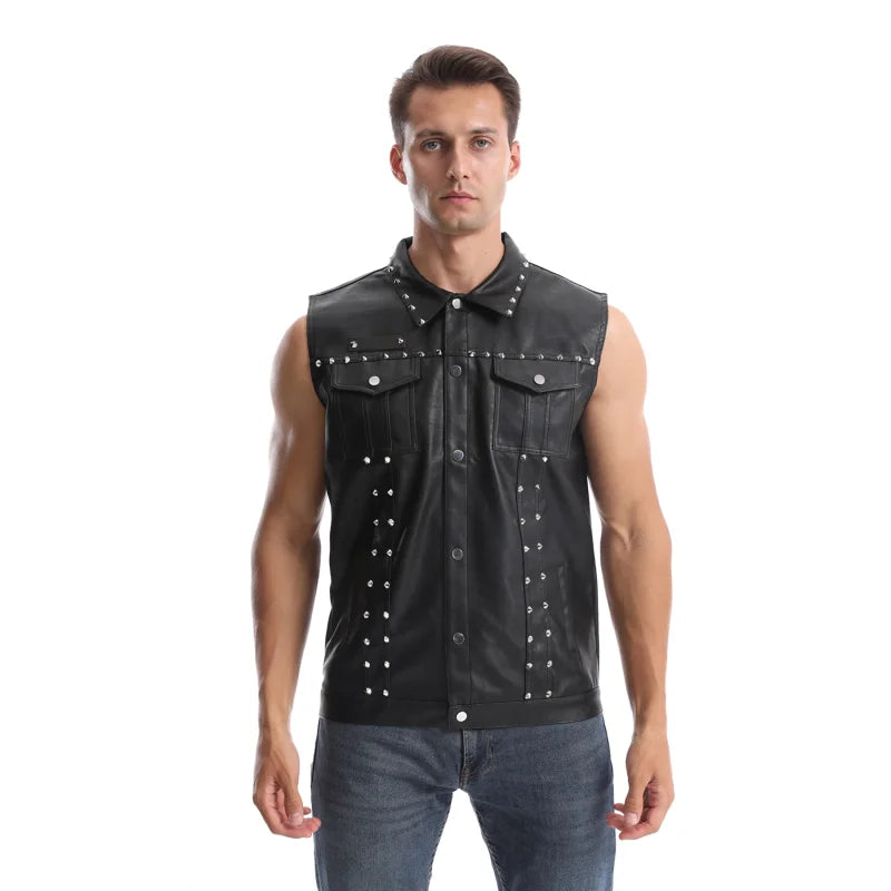 Punk Style Leather Vest