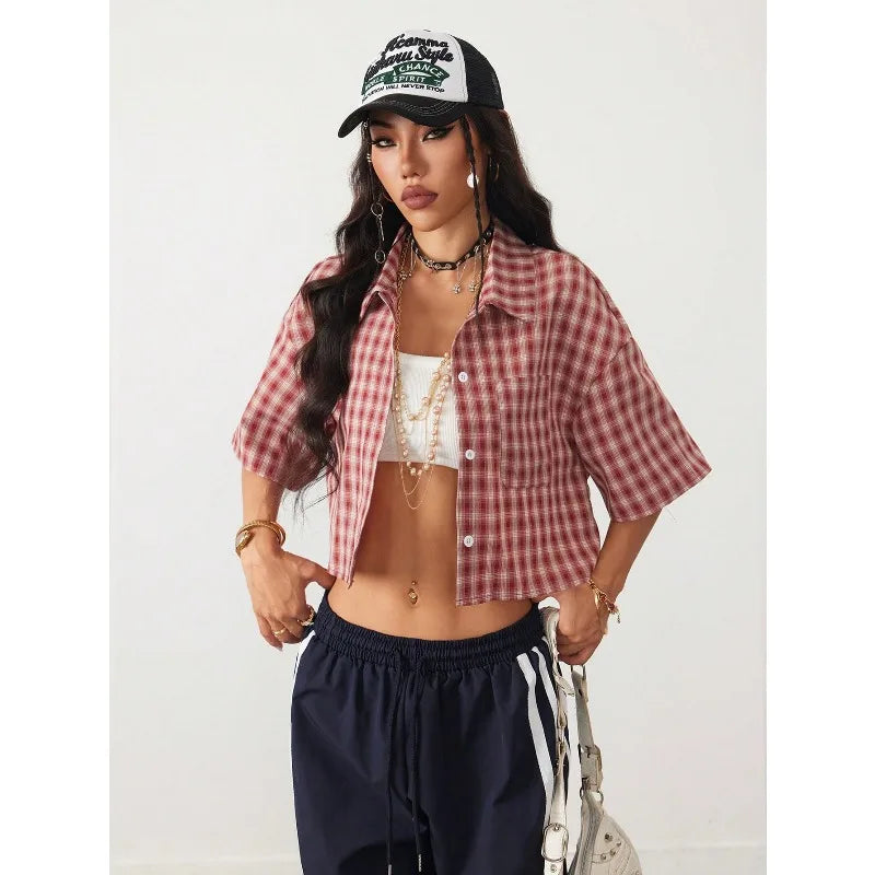 Women's Plaid Crop Shirt