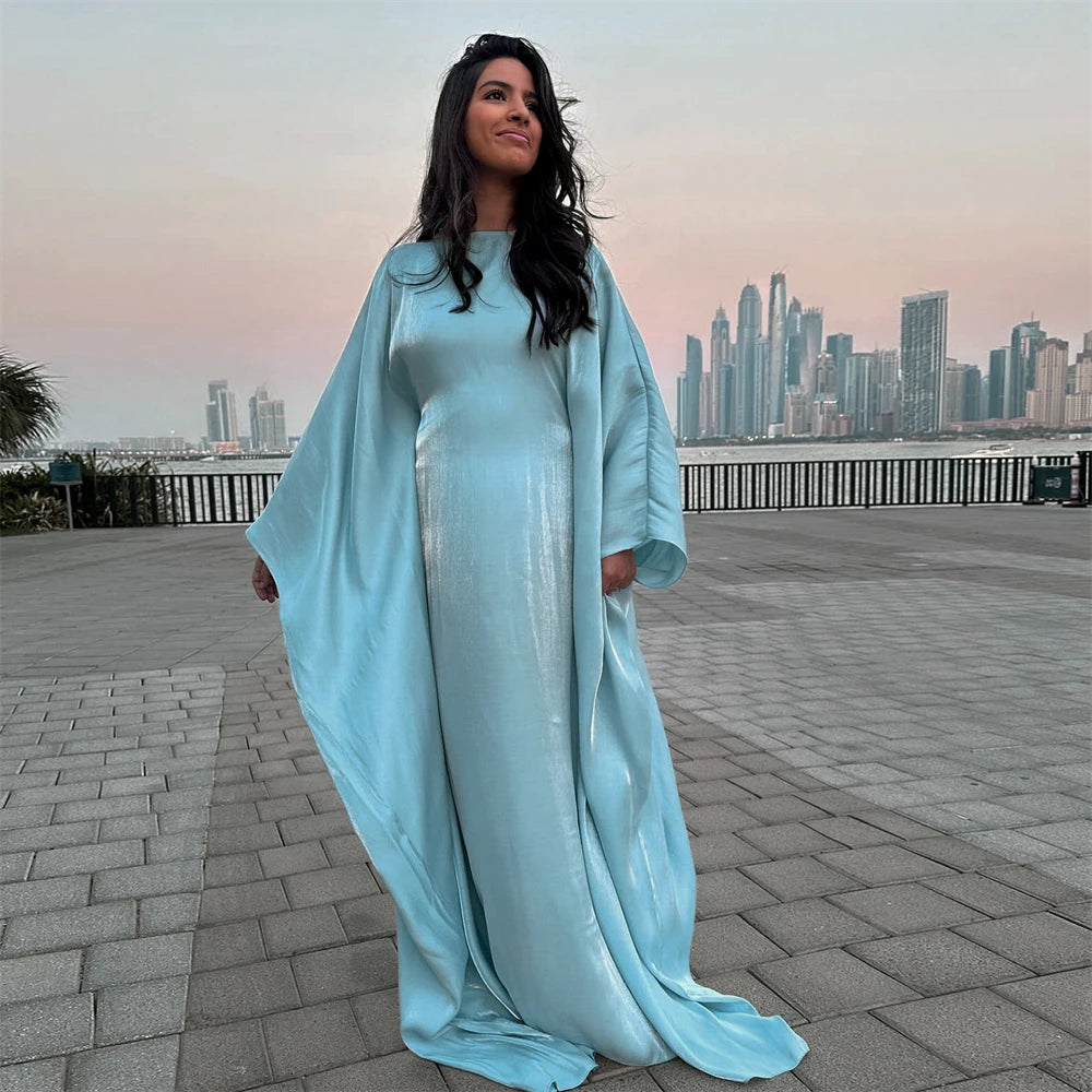 Women’s Summer Satin Butterfly Abaya Dress