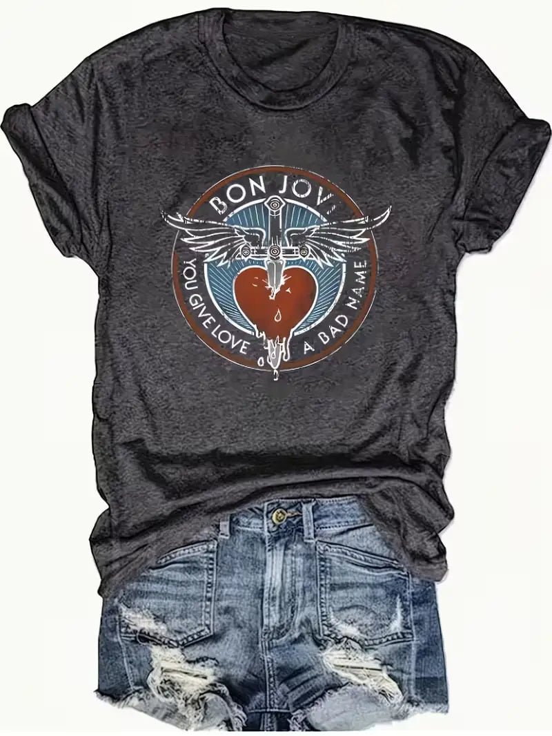 Plus Size Bon Jovi Graphic T-Shirt