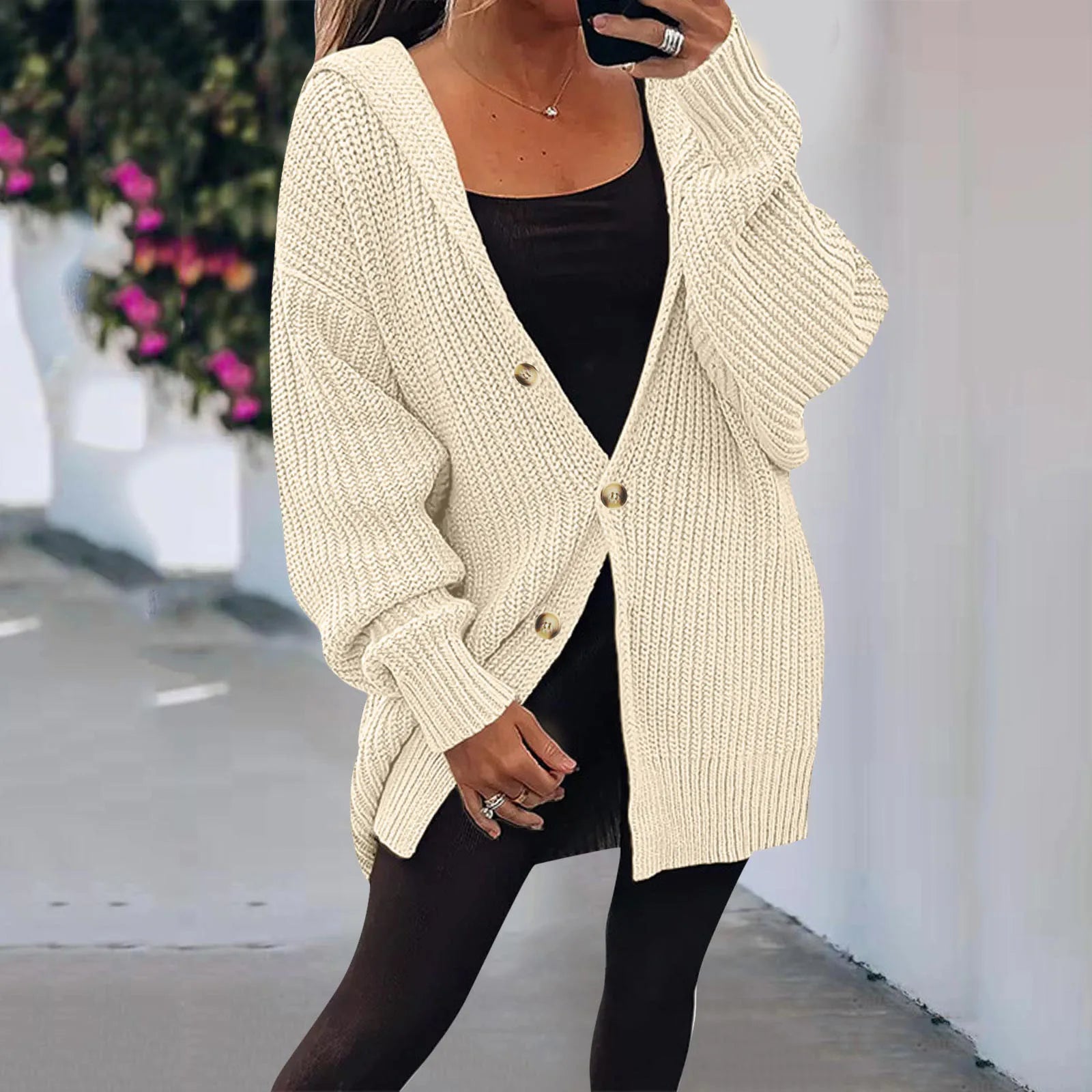 Hooded Knit Cardigan Coat