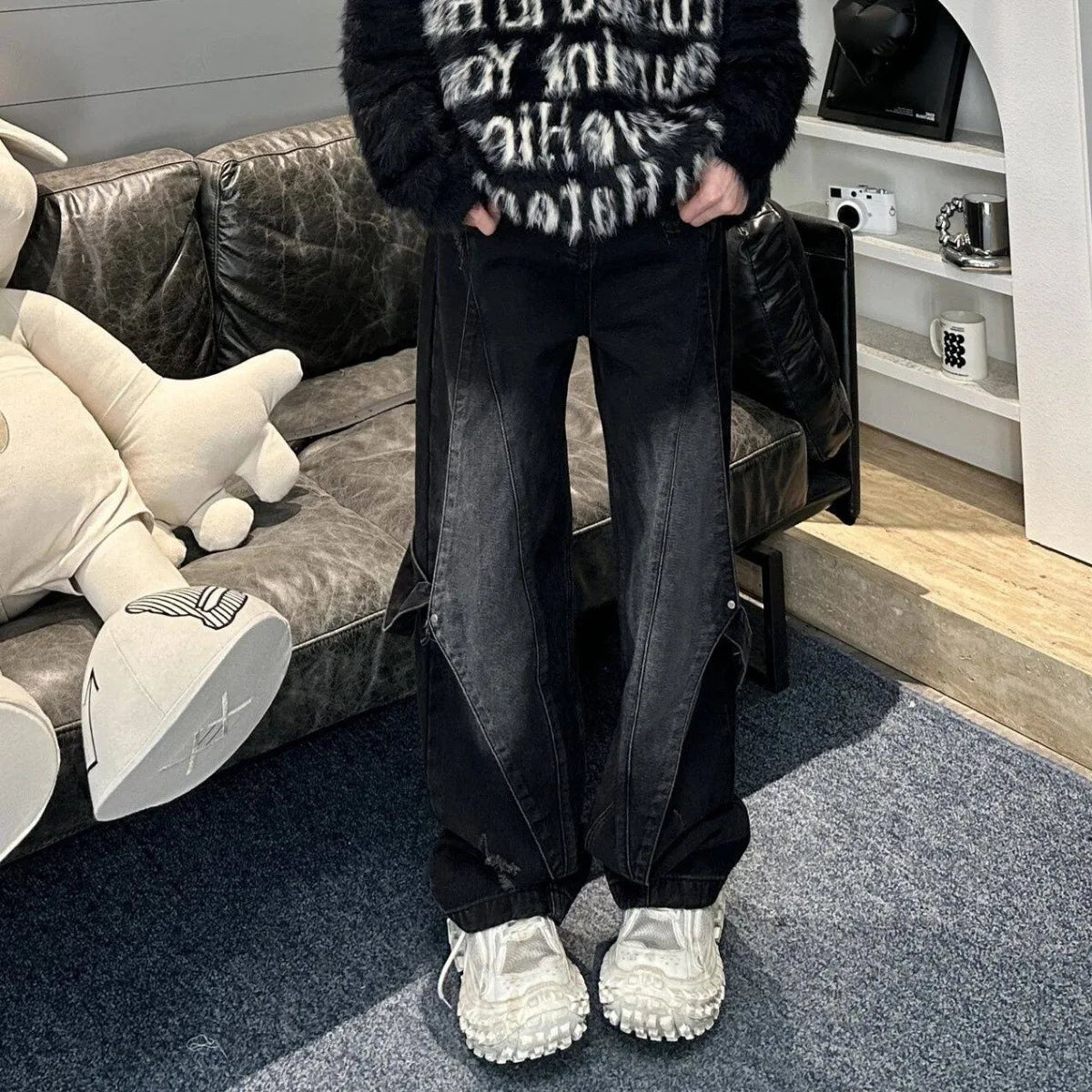 Star Patchwork Baggy Jeans