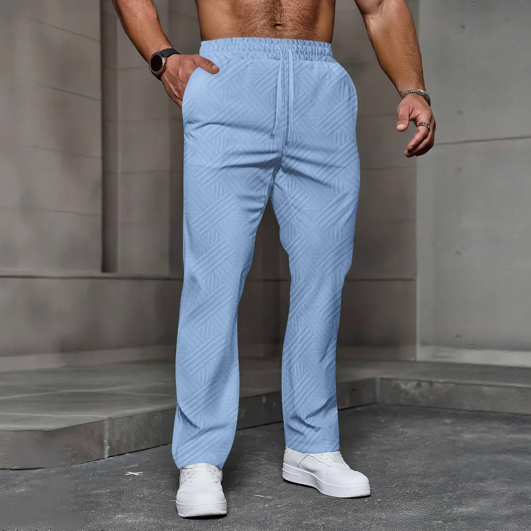 Men’s Casual Jacquard Elastic Waist Street Pants