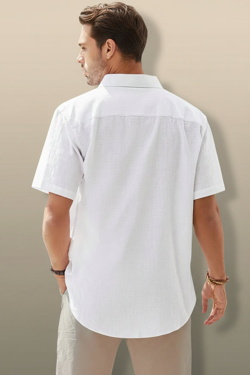 Men's Cotton Linen Short Sleeve Shirt