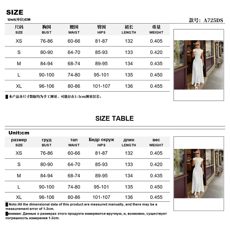 Size guide for Women's High Waisted Maxi Dress