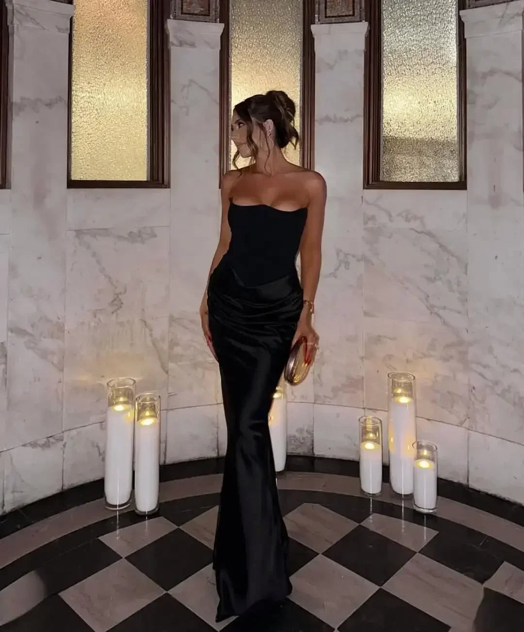 Satin Strapless Evening Dress