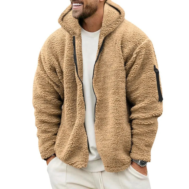 Men's Double-Sided Fleece Hooded Jacket