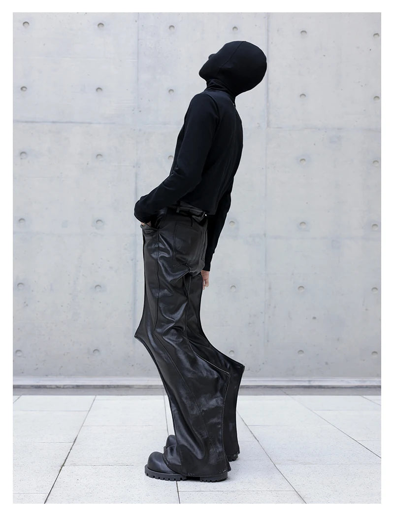 Black Flare Leather Pants
