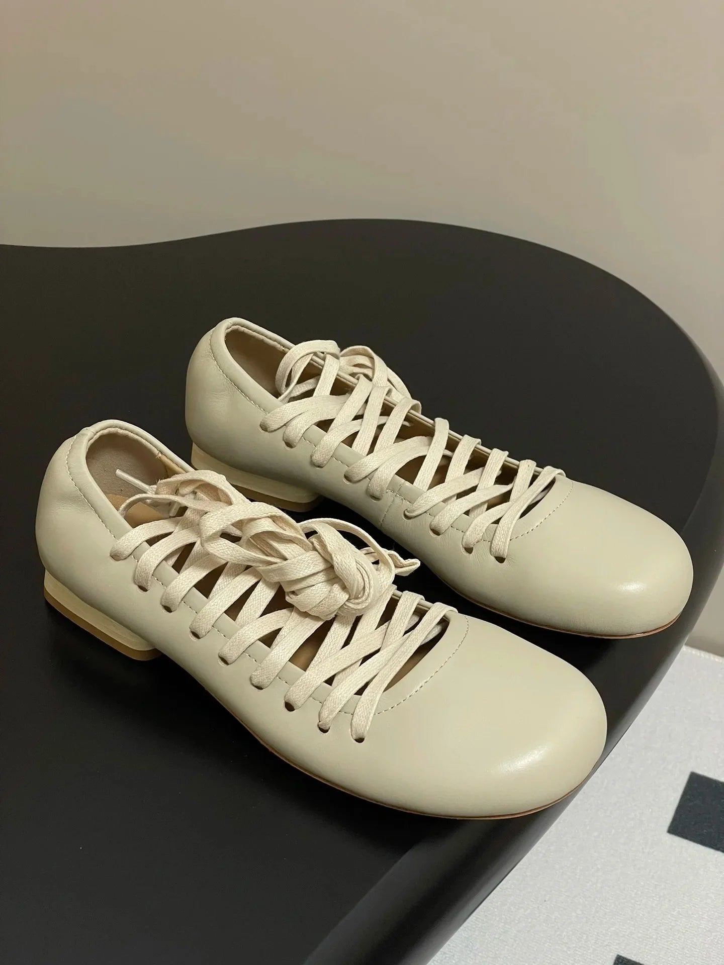 Lace-Up Leather Pumps