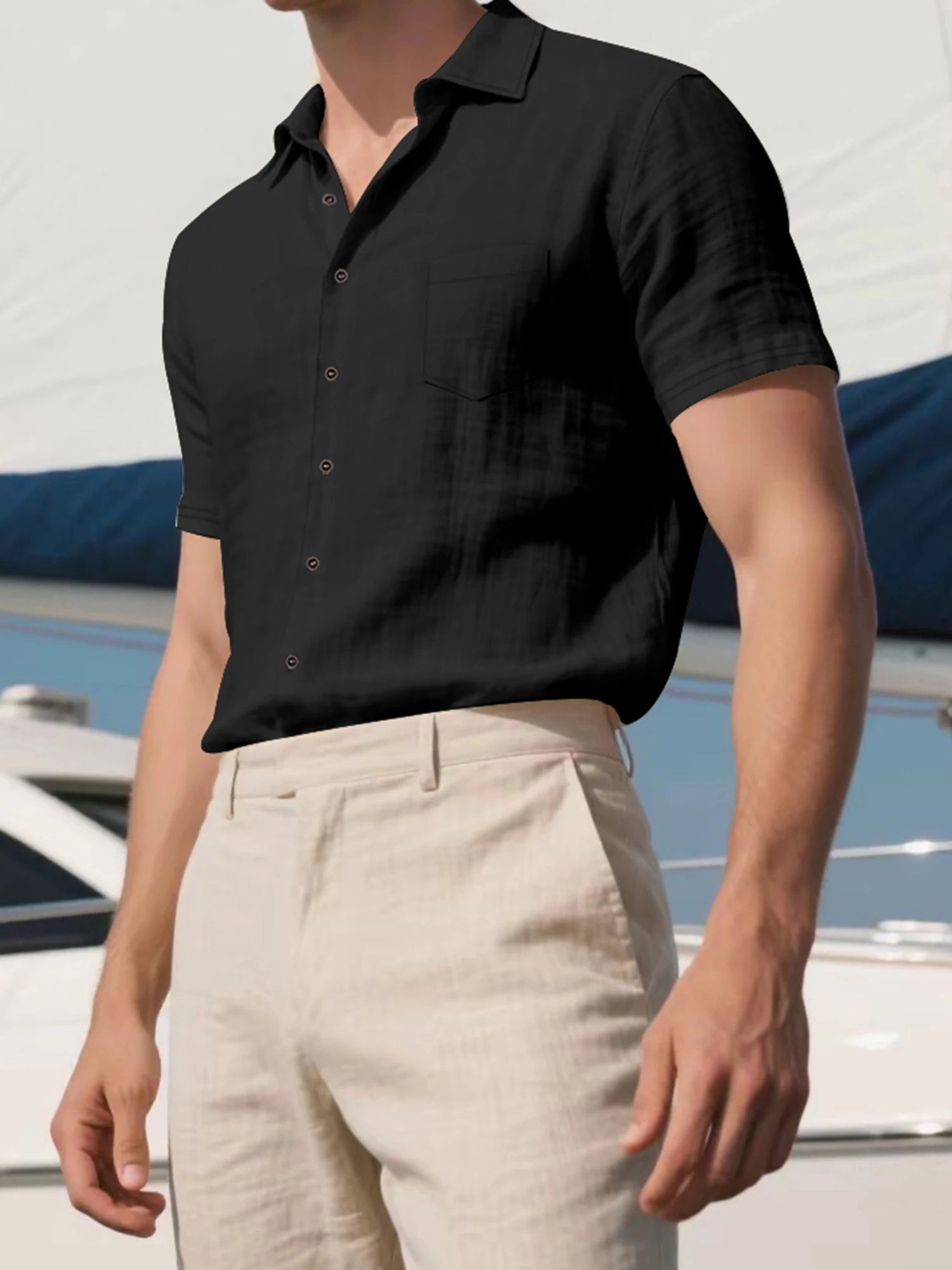 Men's Linen Button Shirt