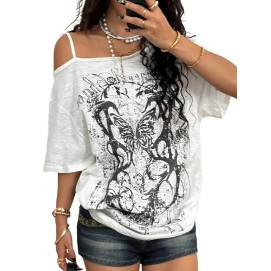 Women's Off Shoulder Gothic T-Shirt