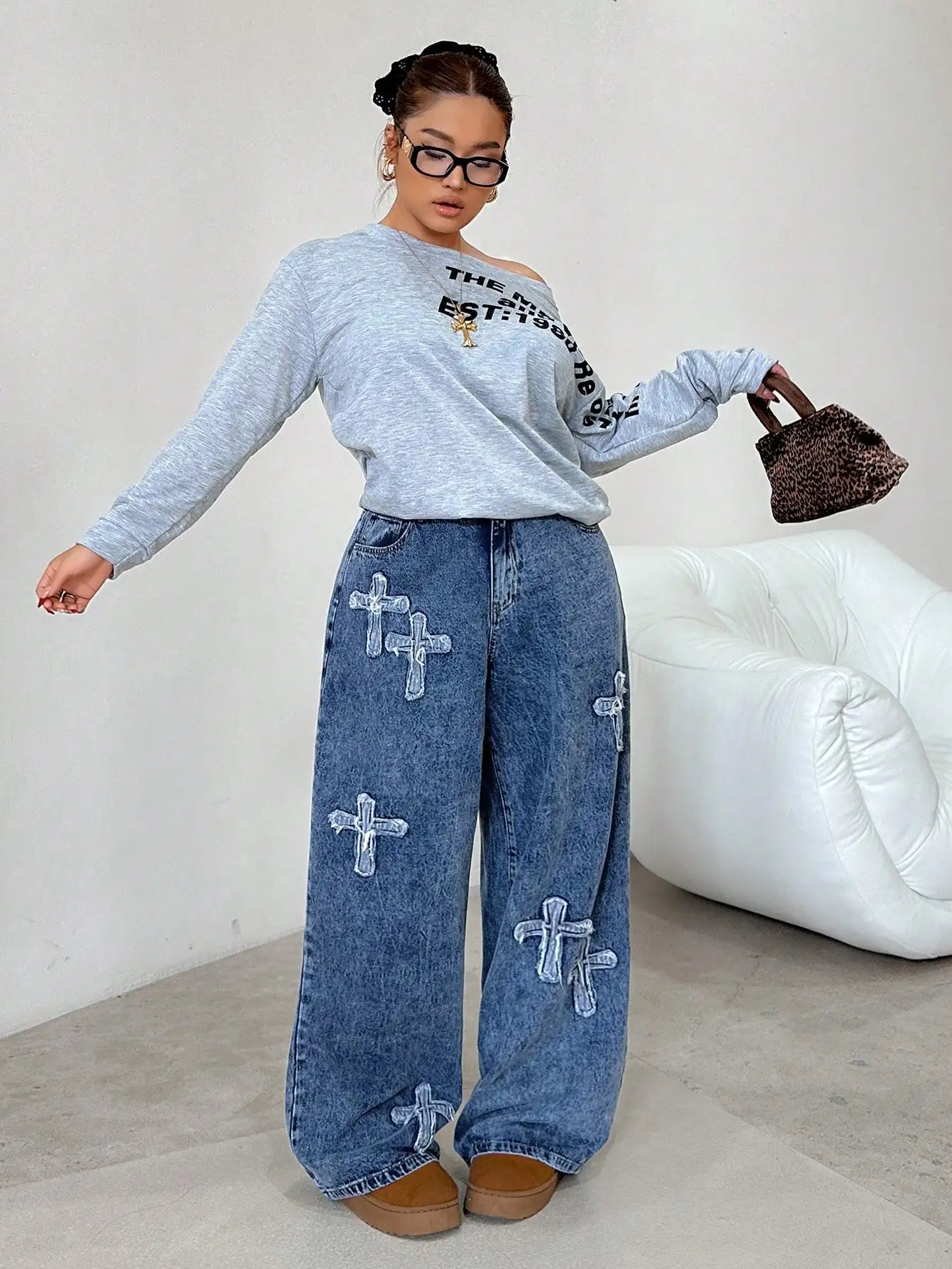 Patchwork Wide Leg Jeans