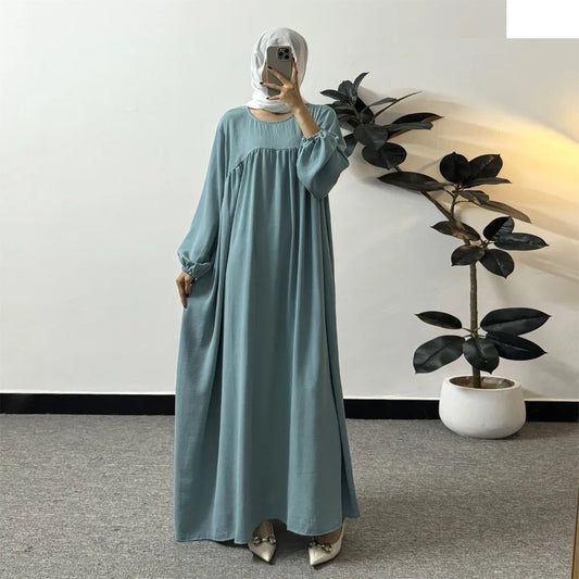 Loose Full Sleeve Muslim Maxi Dress with Pockets