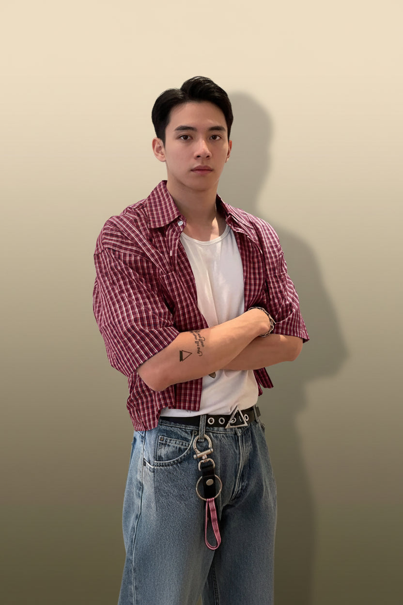 Men Cropped Short Sleeve Shirt