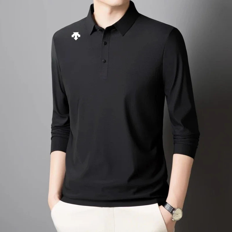 Men’s Long Sleeve Printed Polo Shirt
