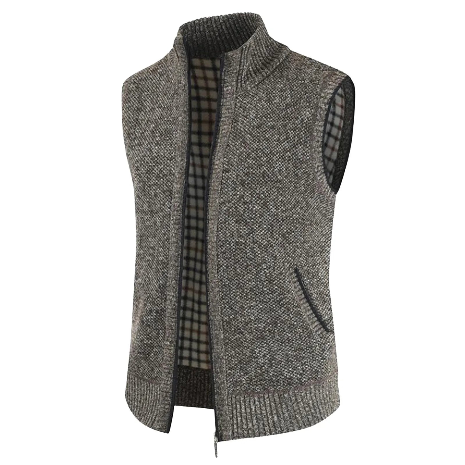 Plaid Turtleneck Sweater Vest